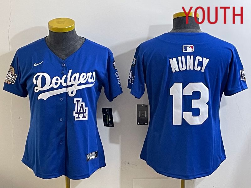 Youth Los Angeles Dodgers #13 Muncy Blue Game 2024 Nike MLB Jersey style 112110->youth mlb jersey->Youth Jersey